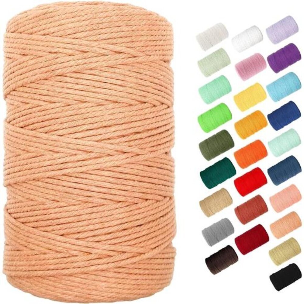 Macrame Cord, BYWORLD 3mm Cotton Rope 220 Yards(200m) Twine String, 100% Natural